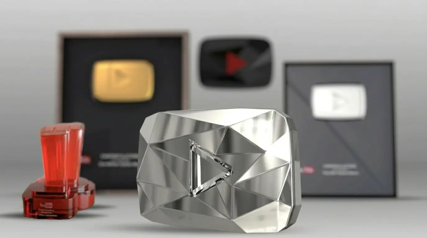 PROMPT: A data visualization infographic on a dark background showing the growth of Diamond Play Button recipients over time. A line chart starts at 35 channels in 2015 and curves upward to 2800+ in 2026. Key milestone markers show when major channels like PewDiePie, T-Series, and MrBeast crossed the threshold. Orange and silver color scheme, modern clean design with subtle glow effects.