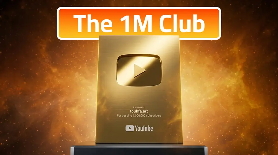 YouTube Gold Play Button creator award with premium gold-plated finish displayed on a dark surface with cinematic studio lighting