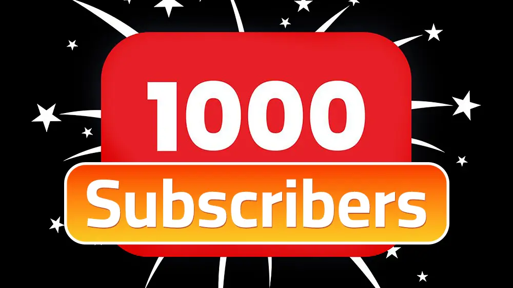 YouTube channel dashboard showing subscriber milestone reaching 1000 with growth analytics and strategy icons