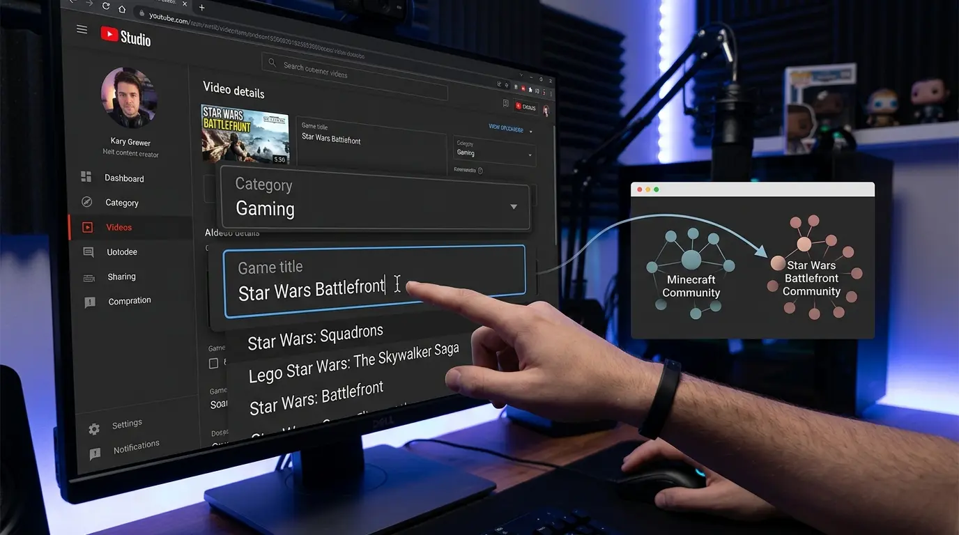 Setting up gaming category and selecting game title