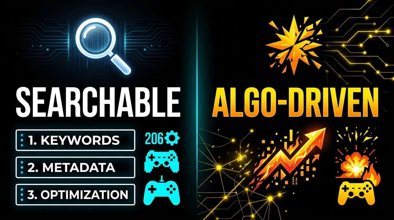 Two types of gaming videos searchable vs algorithm driven