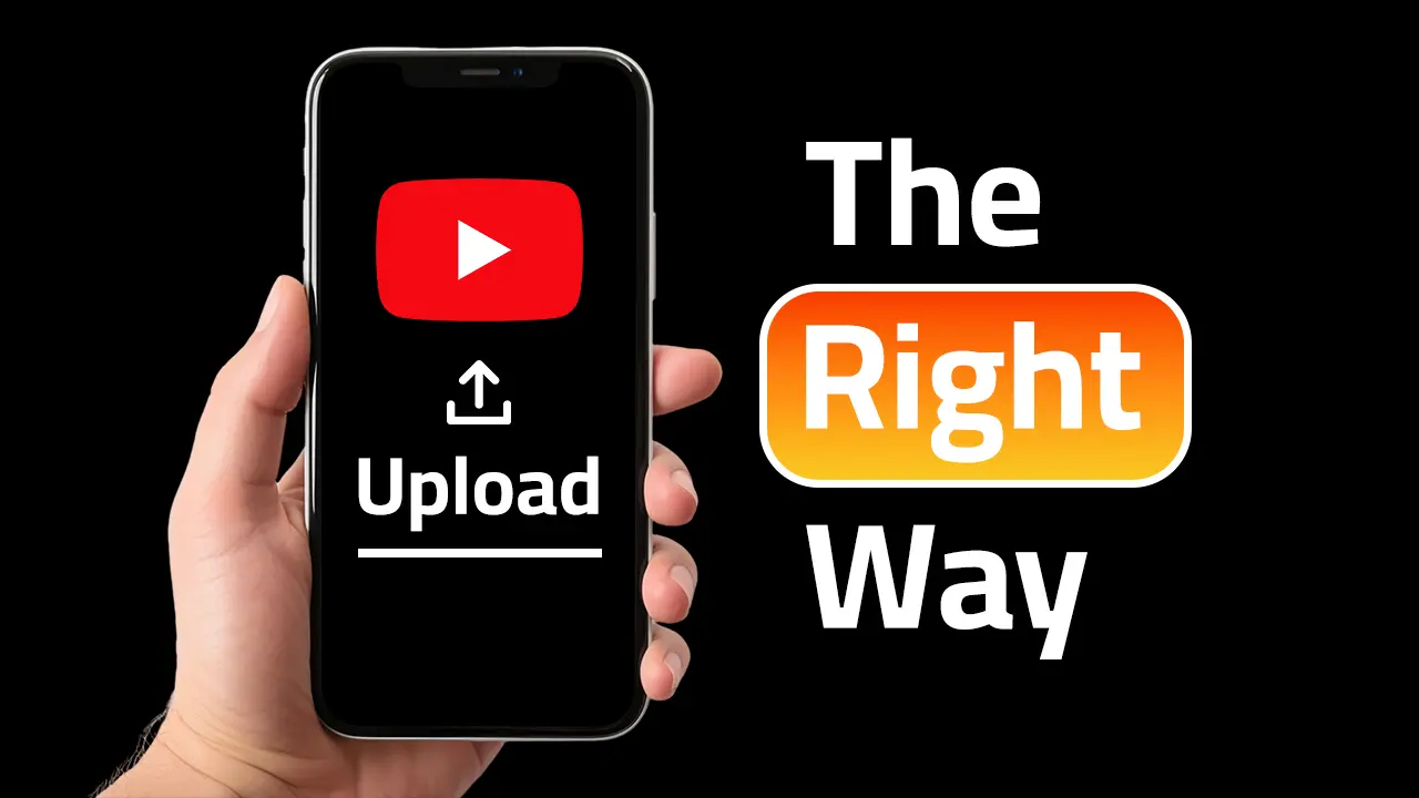 A creator uploading a YouTube video using a smartphone with the YouTube app and YouTube Studio app side by side