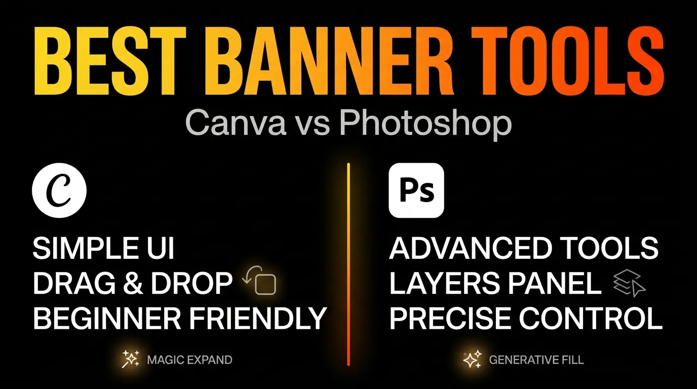Canva and Photoshop banner design workflow