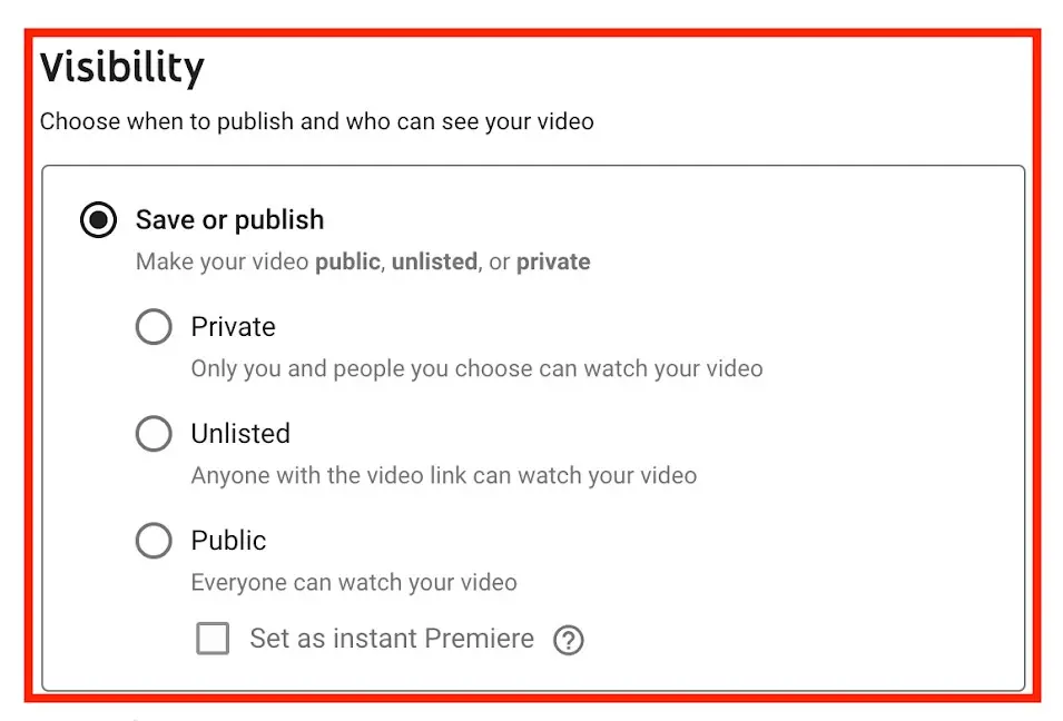 YouTube visibility settings unlisted private public and schedule