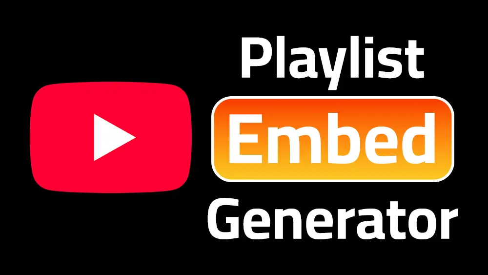 YouTube playlist embed code generator interface showing iframe code output with live preview panel and responsive options