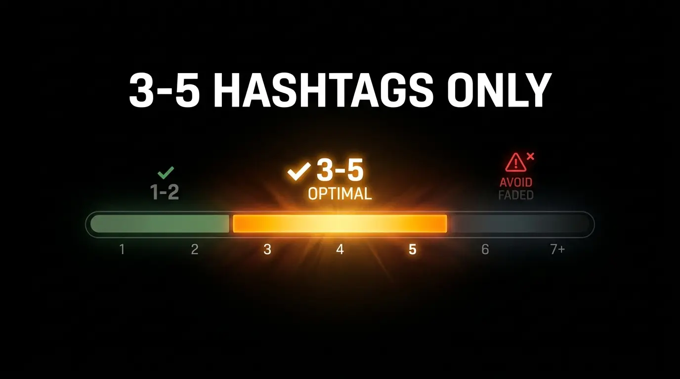 Optimal number of YouTube hashtags showing the golden range of 3 to 5
