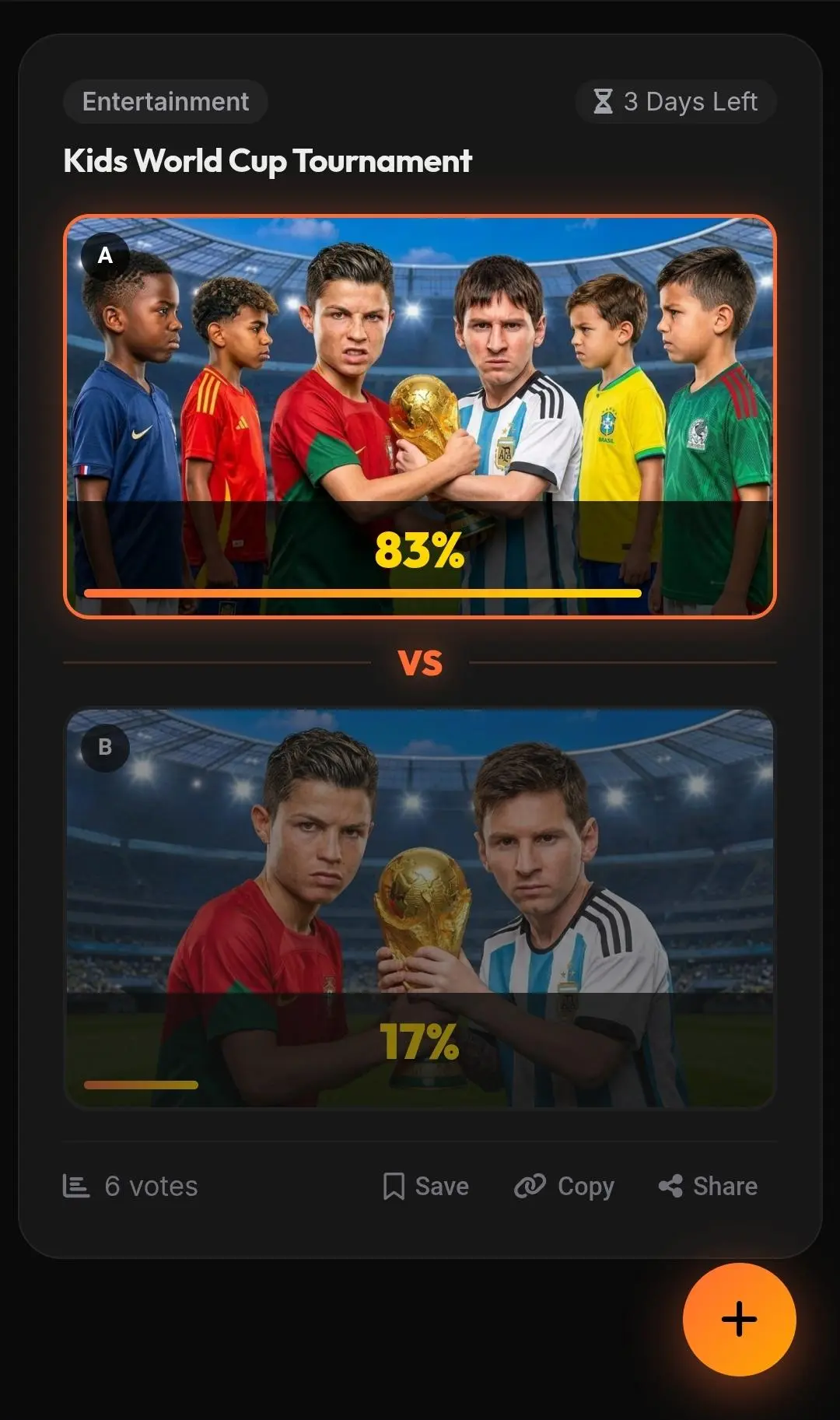 Touhfa Arena blind voting interface showing two thumbnail options side by side
