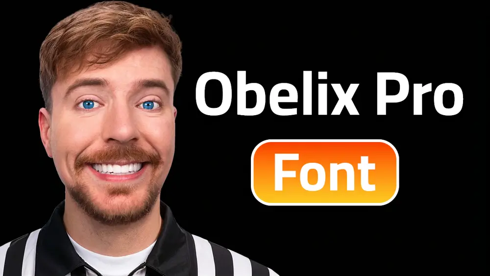 MrBeast thumbnail font breakdown — Obelix Pro styling with white fill, black stroke, and drop shadow on numbers