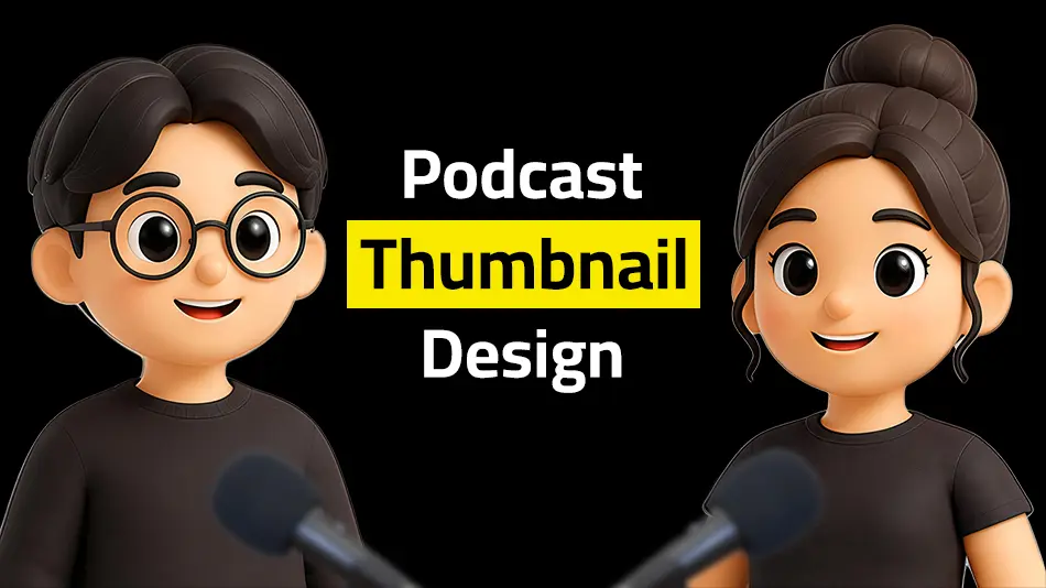 PROMPT: Two YouTube podcast thumbnail mockups side by side on a very dark background. Left thumbnail labeled Layout 1 - Two Guests: two smiling people facing each other on left and right thirds of the frame, simple dark gradient background, bold white text in the exact center reading EPISODE TITLE. Right thumbnail labeled Layout 2 - One Speaker: one large person filling the right half of the frame, simple background, bold 2-word white text on the left. Both are 16:9 ratio, clean and professional. Orange accent labels below each thumbnail.