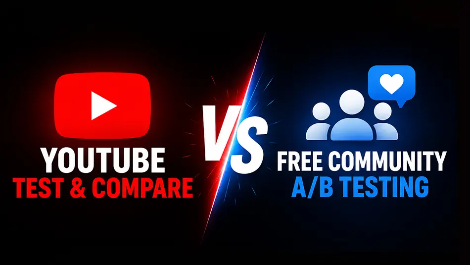 YouTube Test and Compare feature versus free community A/B thumbnail testing comparison 2026