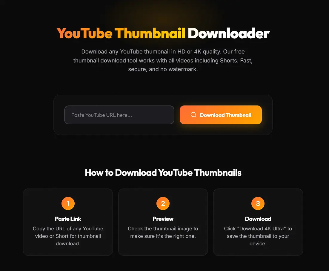 YouTube Thumbnail Downloader tool interface